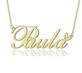 AOLO Paula Heart Name Necklace 18k Gold Plated