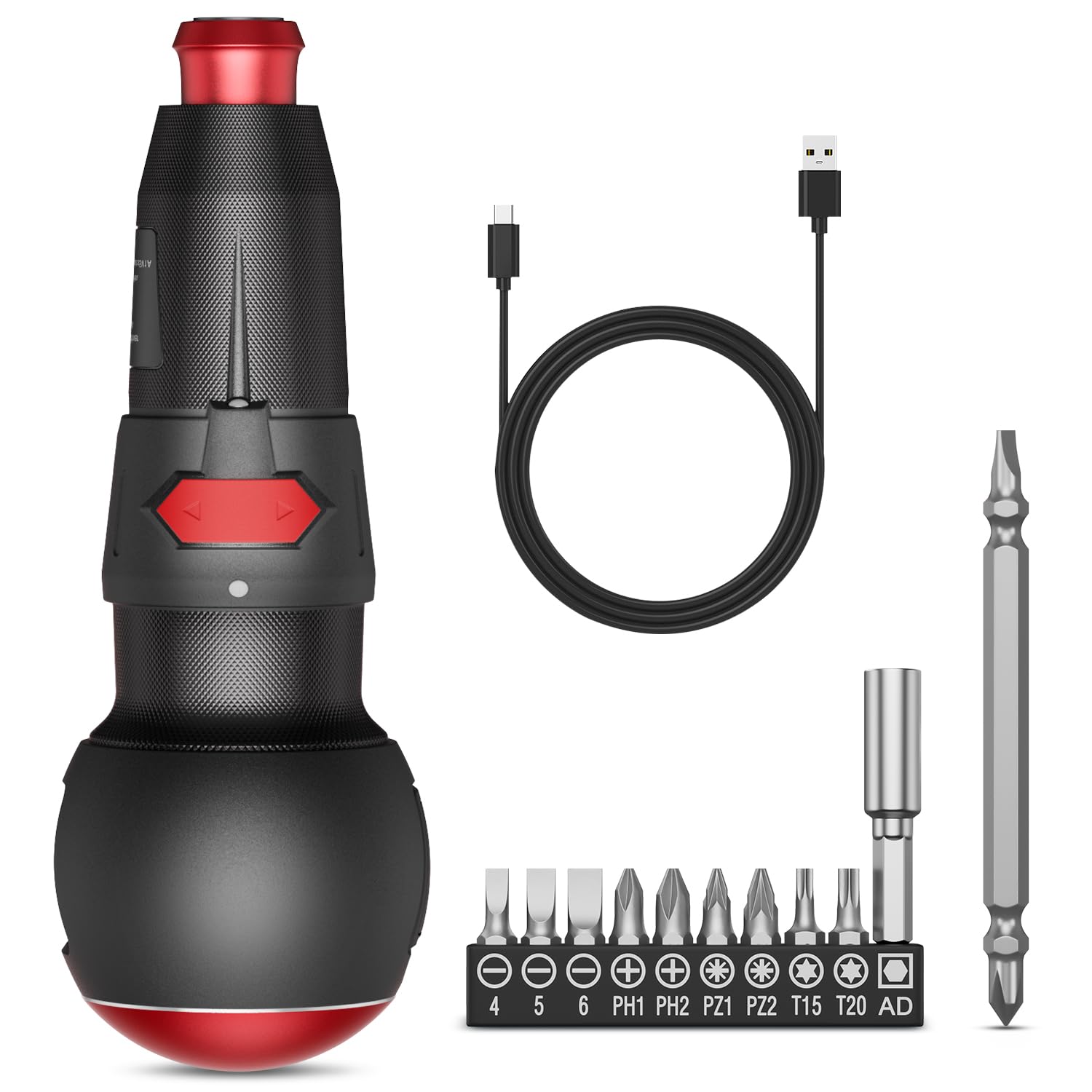 Brifit Electric Screwdriver Set, Rechargeable Cordless Screwdriver with LED Light, Auto & Manual Modes, 10 Pcs Bits & 1 Bit Holder, Portable Electric Repair Tool for Phone, Laptop, Small Appliance