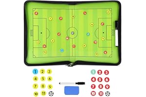 TXENCEX Soccer Coaching Board Football Coaches Clipboard Tactical Magnetic Board Kit,Portable Strategy Board with Dry Erase, Marker Pen and Zipper