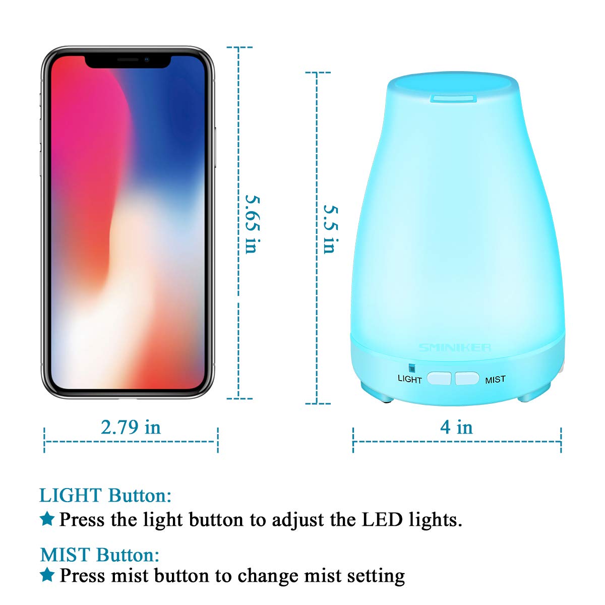 Essential Oil Diffuser 2 Pack Max 200 ML Ultrasonic Cool Mist Humidifiers BPA-Free Aromatherapy Diffuser with Waterless Auto Shut-Off Suitable for Office Home Bedroom Living Room : Beauty