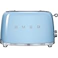 Smeg TSF01PBUK Retro 2 Slice Toaster, 6 Browning Levels, Extra-Wide Bread Slots, Defrost and Reheat Functions, Removable Crumb Tray, 950 W, Pastel Blue