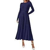 KIRUNDO Women Sweater Dress Holiday Ribbed Knit Long Sleeve Slimming Maxi Dress Fall Pleated Elegant A Line Winter Dresses