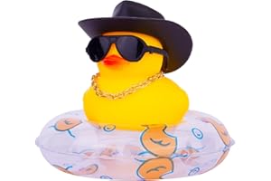 MuMyer Duck Car Dashboard Decorations Rubber Duck Car Ornaments for Car Dashboard Decoration Accessories with Mini Swim Ring Sun Hat Necklace and Sunglasses(Z3)