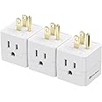 Cable Matters [UL Listed] 3-Pack 3 Outlet Wall Adapter, 3 Outlet Power Cube, Outlet Splitter in White