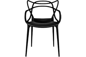 2xhome Modern Dining Chair | Stackable Indoor or Outdoor Entangled Side Chair | Weather Resistant Plastic for Kitchen, Patio, Restaurant, Yard, Porch, Balcony (Single, Black)