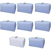 Ciulaiy Bridesmaid Proposal Gifts Letter Cosmetic makeup bag bulk for Wedding Party Favors Bachelorette party decorations Toiletry Organizer Bag Makeup Case Gift (8, White&Dusty Blue)