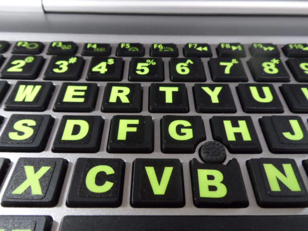 Keyboard Stickers Big Bright Luminescent Symbols. Will Not Wear or Fade. 3 Yr. Warranty. Great for Sight Impaired. (U.S. English Keyboard) Also Includes Pocket/Purse Magnifier, USB LED & Tweesers.