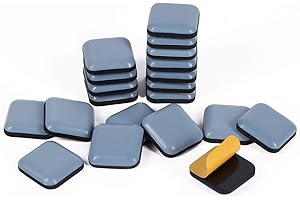 GINOYA Teflon Furniture Sliders, 20pcs 1inch Square Stick Furniture Glides for Carpet Tile Hardwood (Grayish Blue)