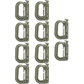 VIPERADE VAB1 10 Pack Multipurpose D-Ring, MOLLE Clips Hanging Hook, Connect Locking for 1" Webbing, Tactical Locking Carabiner for Backpacks/Pouch/Bag Attachment