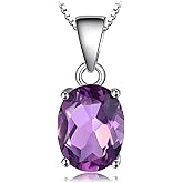 JewelryPalace Natural Gemstone Garnet Peridot Amethyst Citrine Blue Topaz Birthstone Solitaire Pendant Necklace Jewelry Set, 14k Gold Plated 925 Sterling Silver Necklaces for Women, 18 Inch Box chain