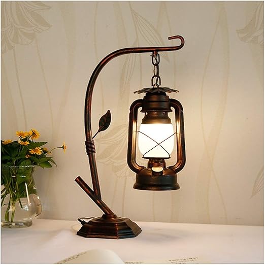 Amazon Com Table Lamps Nightstand Lamp American Country Nostalgic Retro Bedroom Bedside Lamp Metal Switch Button Design Various Styles Suitable For Bedroom Living Room Study Size B Home Kitchen