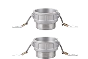 Hgzaccompany Aluminum Type B Cam Lock Fittings,Cam and Groove Hose Fitting,2" Female Coupler x 2" Hose Barbed 2 Pcs