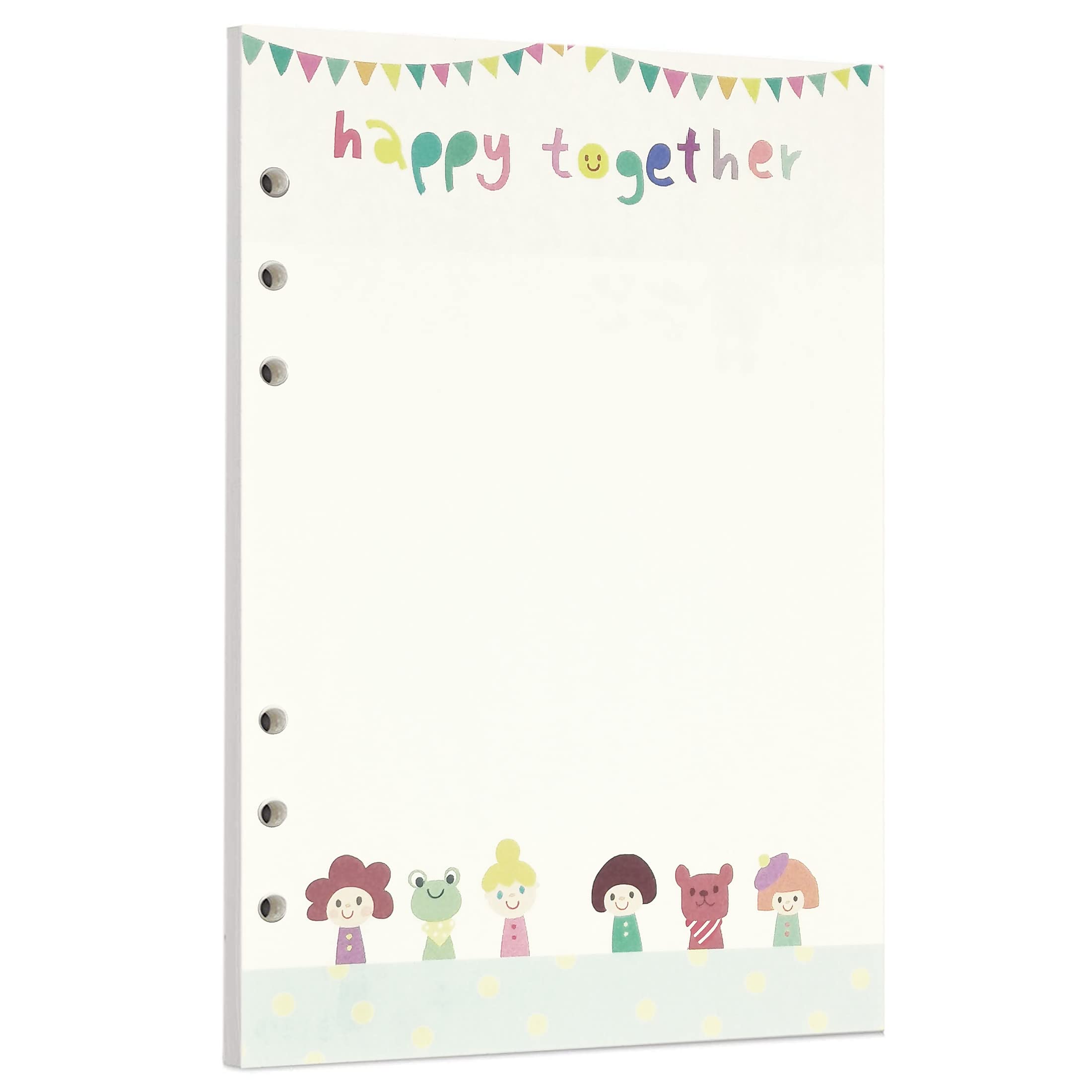 Zelten 40 Sheets 80 Pages Colorful Loose Leaf Punched Paper Refills Paper for 6 Hole Binder Personal Organizer Diary Notebook Refillable Planner (A5, Happy Blank)