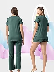 Rnxrbb 3 Piece Postpartum Nursing Pajamas Set