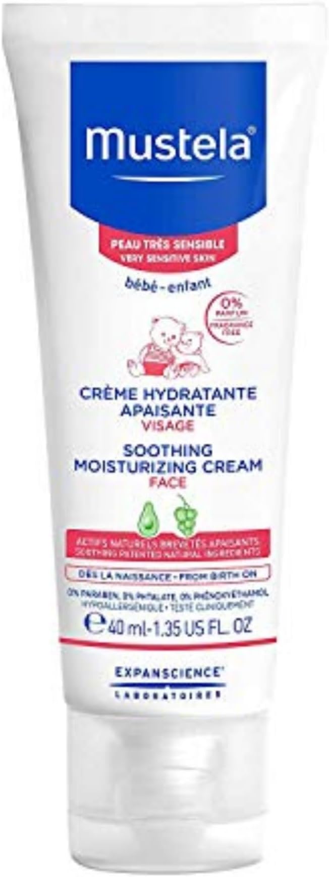 Mustela PTS Moisturizing Soothing Cream 40ml Hydrating Face Body Baby