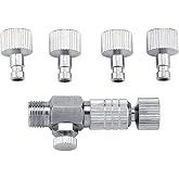 Tbest Harder Steenbeck Airbrush Quick Connect,Airbrush Quick Release Disconnect Adapter 1/8 in Male and Female Connections Adapter with Adjustable Control Valve Airbrush Accessories