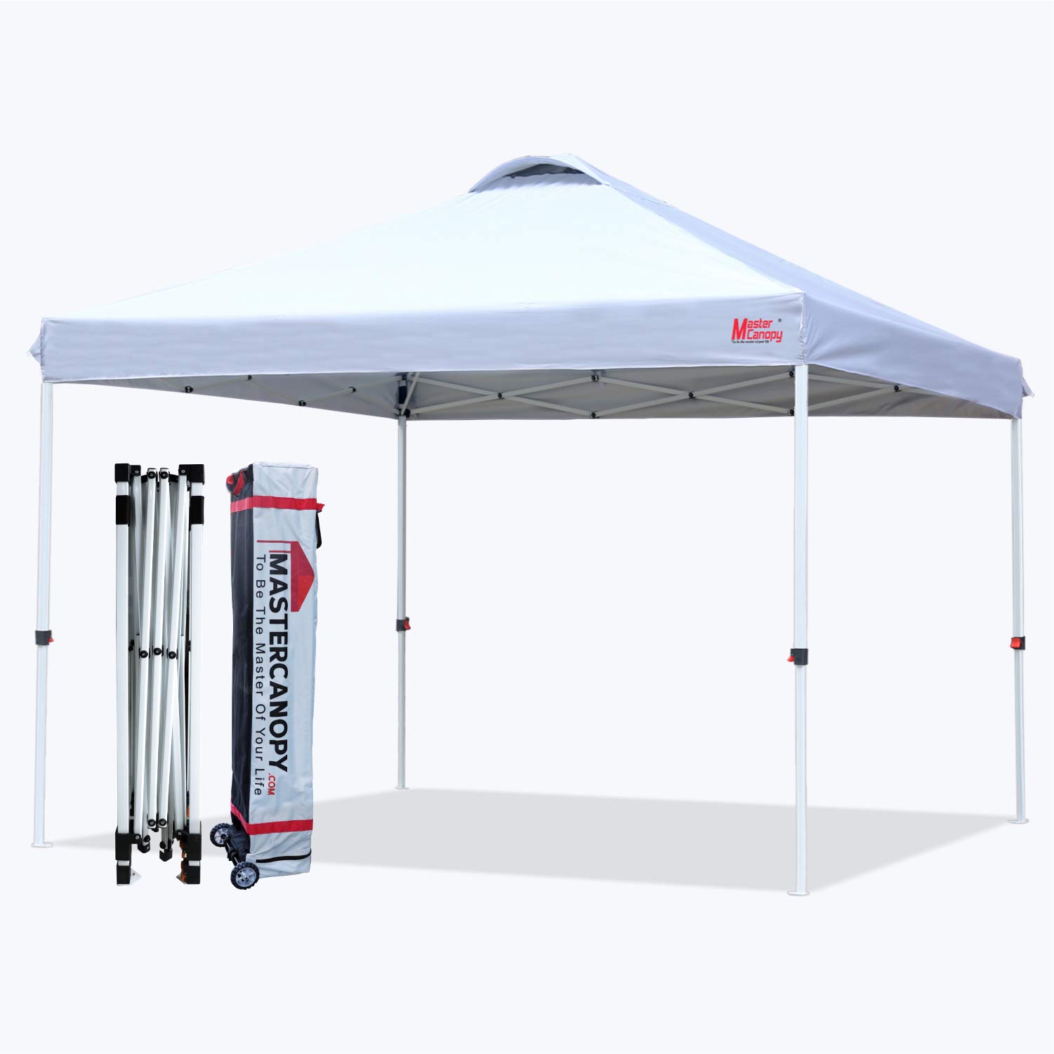 MASTERCANOPY Pop-up Canopy Tent Commercial Instant Canopy with Wheeled Bag,Canopy Sandbags x4,Tent Stakesx4 (12'x12',White)