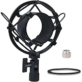 SUUNTOK Metal Shock Mount, Mic Clip Holder for Diameter 43-48mm Condenser Microphone, Anti-Vibration Suspension High Isolation Mic Stand