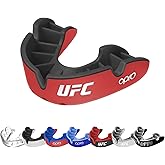 OPRO UFC Silver Level Mouth Guard – Moldable Mouthguard with Multi-Layer Protection for Boxing, Hockey, Rugby, MMA, jiu Jitsu, & Football Mouthpiece - Includes Mouth Guard Case (Adult, Red/Black)