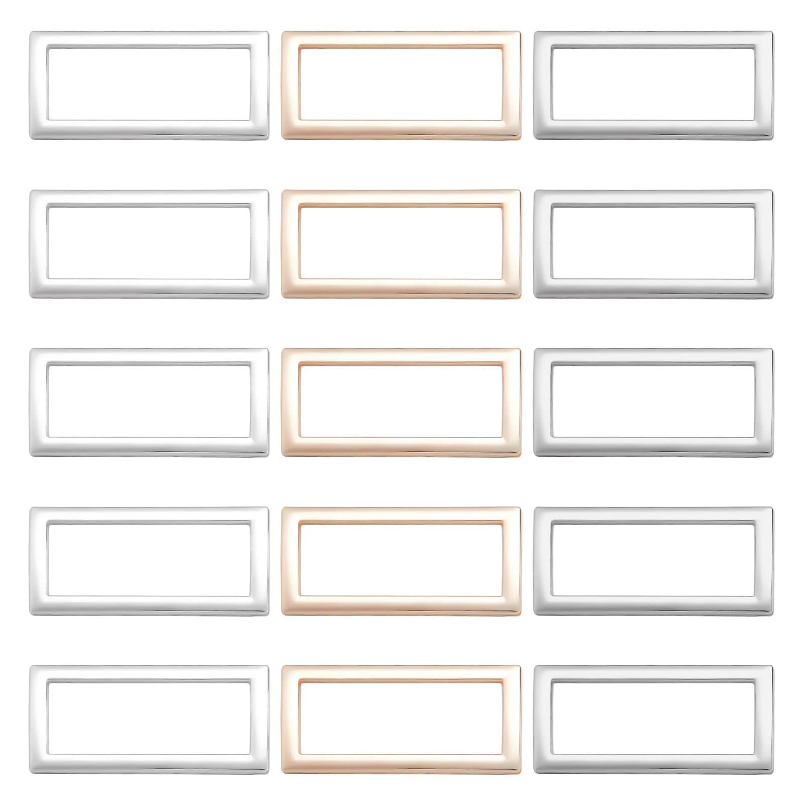 GORGECRAFT 1 Box 3 Colors 15PCS Metal Flat Rectangle Rings Buckle 1-1/5"(30mm) Square Strap Webbing Belt Rings Rectangular Metal Loops Strap for Bag Belt Strap Heavy Duty, Gun Black Gold Silver