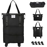Rolling Duffle Bag with Wheels,28-58L Expandable Foldable Luggagelarge Expandable Travel rolling bag,Wheeled Travel Duffel Weekend Bags,Lightweight Carry-On Luggage for Gym, Camping, Business Trip