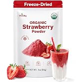 Organic Strawberry Powder, Freeze-Dried Strawberry Powder, No Added Sugar, Made from Real Strawberries, for Smoothies, Baking &amp; Drinks, Natural Sweet-Tart Flavor, (3oz)