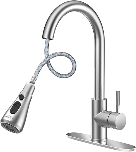 Dhunion Kitchen Faucet 360 Degree Rotation With Pull Down Sprayer