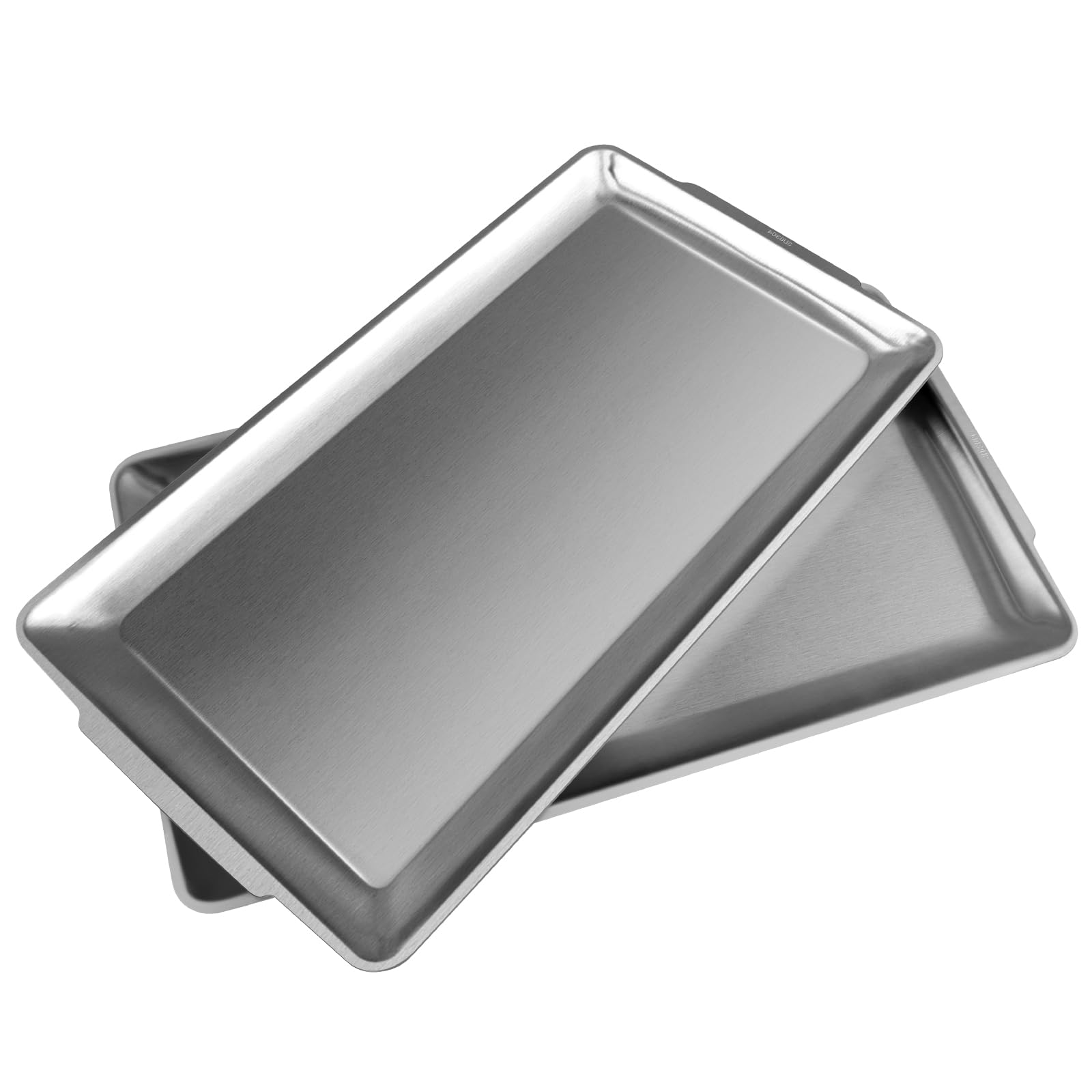 Skelang 304 Stainless Steel Serving Platters, 36 Cm Rectangle Dinner Plates, 2 Pcs Vanity Tray for Party, Camping, BBQ, Desserts, Appetizer, Bathroom Supplies (Brushed Silver)