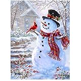 Sqailer 5D DIY Diamond Painting Full Square Drill Snowman Rhinestone Embroidery for Wall Decoration 12X16 inches