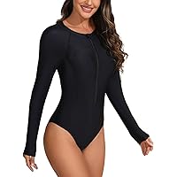 IKADEX Women Zipper One-Piece Athletic Swimsuit Color Block