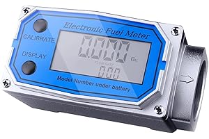 ZHIPURUL 1 Inch Digital Turbine Fuel Flow Meter NPT Thread Flowmeter Electronic Water Flow Meter for Water Diesel Gas Oil Gasoline and Other Liquids Supports Gallon QTS PTS L m³ (Blue 1, 1IN)