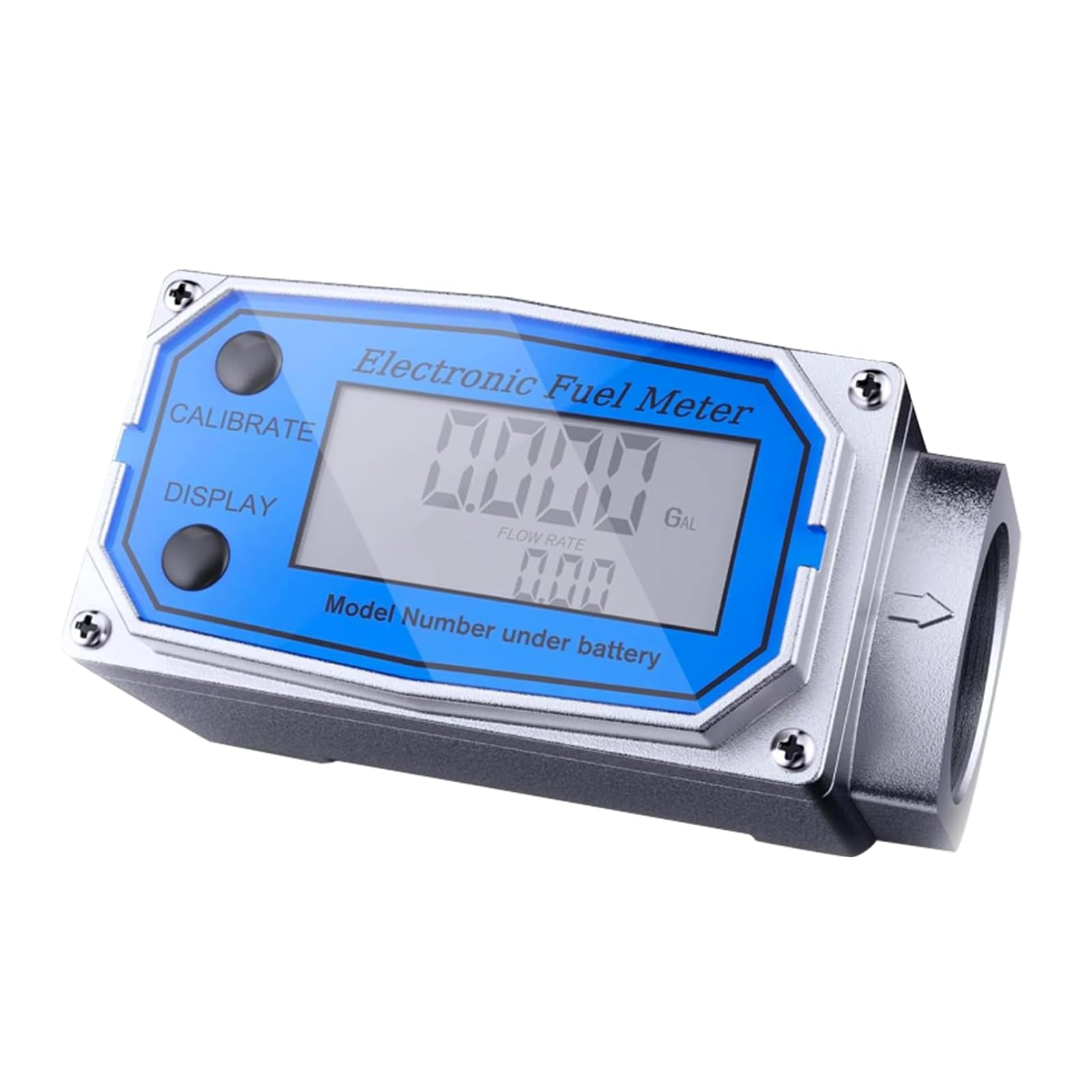 Photo 1 of 1 Inch Digital Turbine Fuel Flow Meter NPT Thread Flowmeter Electronic Water Flow Meter for Water Diesel Gas Oil Gasoline and Other Liquids Supports Gallon QTS PTS L m³ (Blue 1, 1IN)