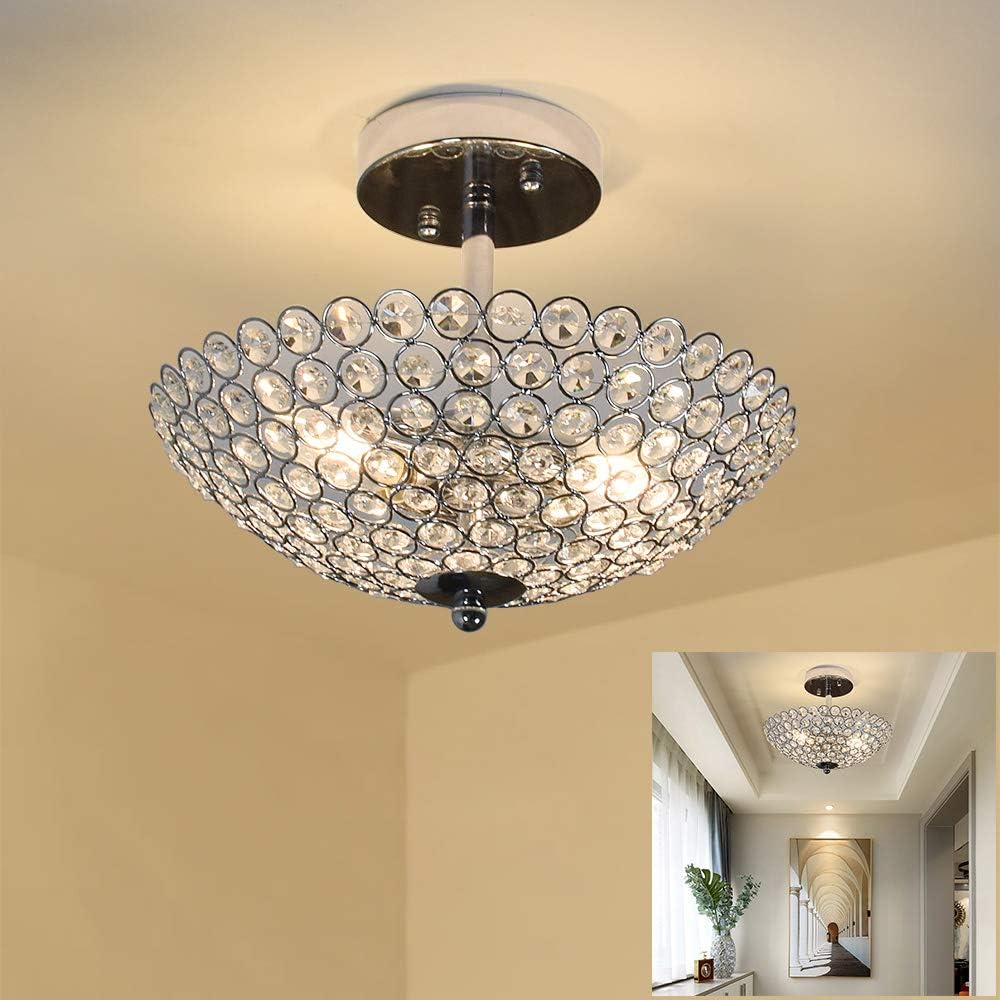 modern crystal flush mount lighting