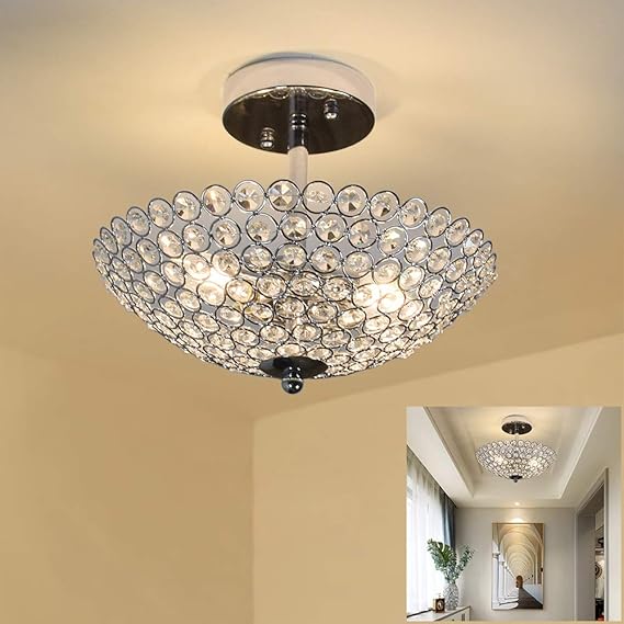 DLLT - Lámpara de techo de cristal con 2 luces, montaje semiempotrado