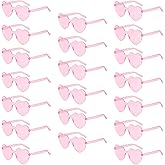 YQVIE 20 Pack Heart Shaped Sunglasses One Piece Candy Color Rimless Glasses for Women Bachelorette Party Supplies