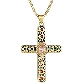 HZMAN Gold Cross Necklace for Women 18K Gold Plated Necklace Dainty Retro Cubic Zirconia Cross Necklace Pendant Jewelry Gift