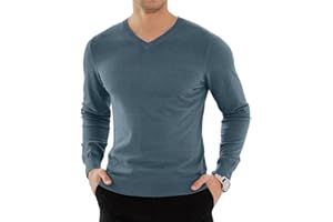 YTD Men's Casual Slim Fit V-Neck Pullover Long Sleeve Knitted Pullover Sweaters