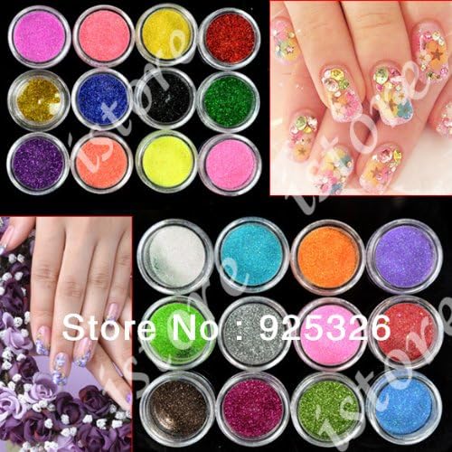 PrettyInTrend Fashion 24 Colors Metal Shiny Glitter decorations Nail Art Tool Kit Acrylic UV nail Powder Dust Stamp 3069