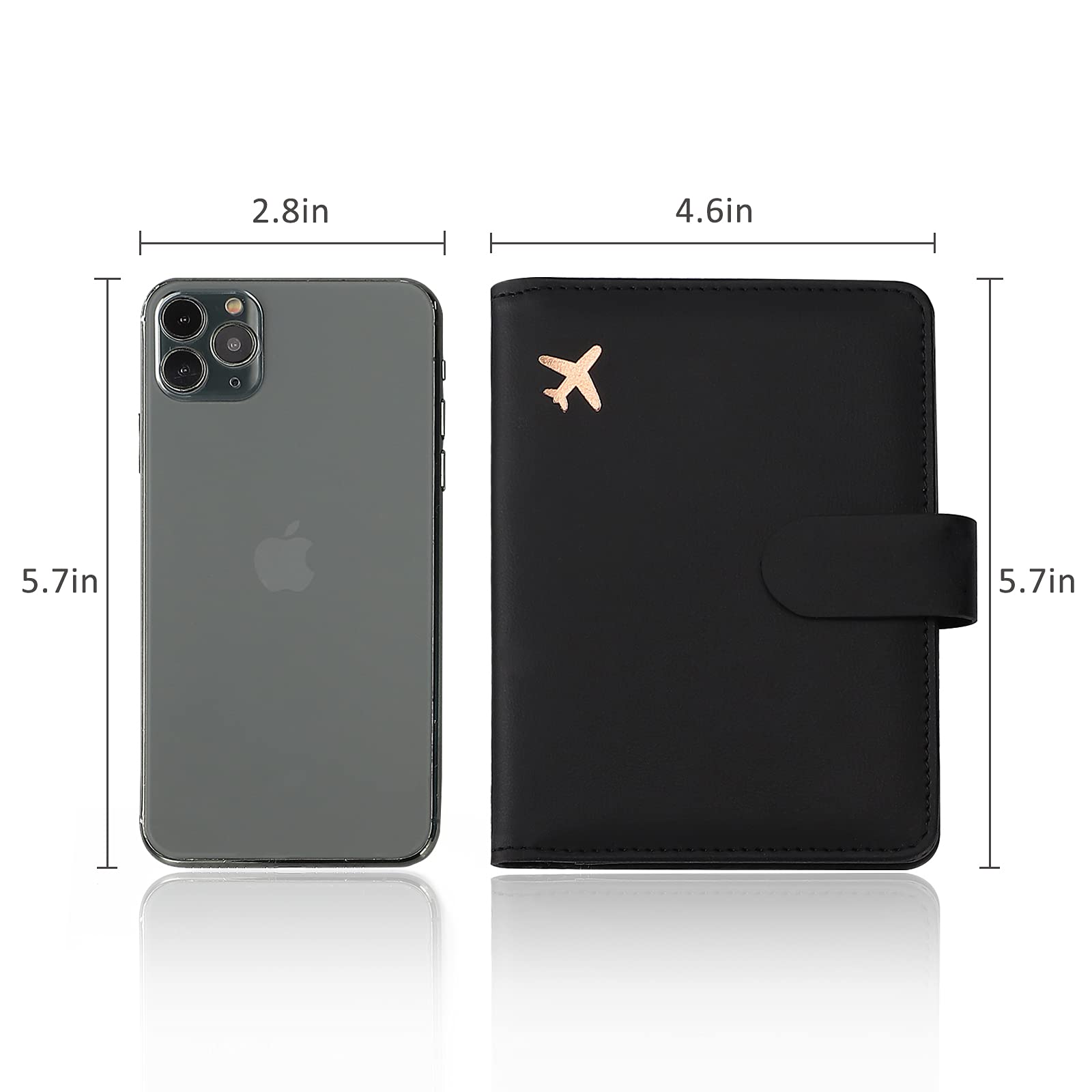 Melsbrinna Rfid Passport Holder for Travel women/Men, Cute Passport Wallet Rfid Blocking Card Slots, Rfid Passport Cover/CaseTravel Wallet, Passport Book Holder (1, Black)