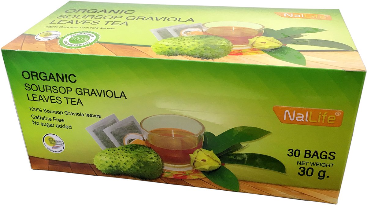 NalLife Organic Soursop Graviola Leaves Tea Pack of 30 Bags