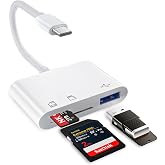 USB C SD Card Reader for iPhone 17 16e 16 15, Type C to Micro SD Memory Card Adapter for Pad/Mac Pro/Air, USBC/Type C Camera Card Reader with USB A Port for Android Samsung S25/Google
