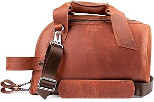 MG LEATHER WORK Leather Pocket Trumpet Gig Bag. Padded, Lightweight & Water-Resistant, w. Shoulder Strap & Handle. Durable Protection w. Accessory Pocket. Instrument Case Storage & Travel (Pocket, light brown)