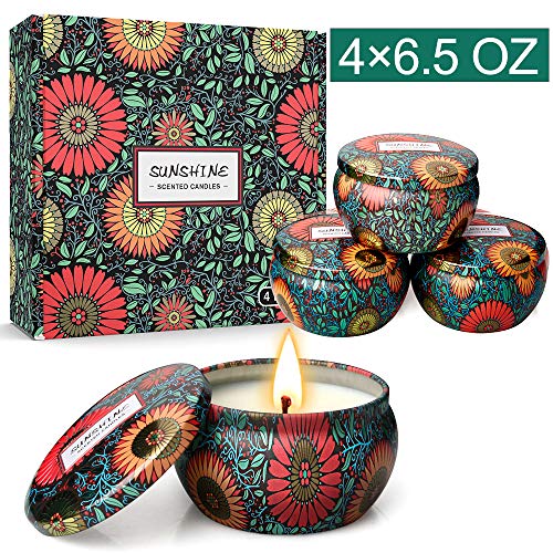 Y YUEGANG Scented Candles Gifts Set, Natural Soy Wax Aromatherapy Candle, Upgraded Large Tin Pack 6.5×4 Oz Gift for Stress Relief, Aromatherapy Relaxation, Anniversary, Birthday, Yoga and Honeymoon
