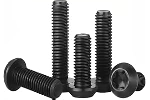HanTof 75Pcs Button Head Torx Drive Screws Bolts, Grade 10.9 Alloy Steel, M6 x 12/16/20/25/30 mm Star Drive Machine Screws Set with T30 Wrench, Black Oxide Finish, Fully Threaded Pitch : 1.0 mm