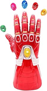 Bulex Iron Man Infinity Gauntlet for Kids with Removable Magnet Infinity Gem Stones Electronic Fist Halloween Cosplay Props (Red Kid Size)