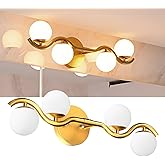 Lightdot 27" 4-Light S-Frame Gold Bathroom Vanity Light | Shatterproof Plastic Shades | Compatible with TRIAC Dimmers | G9 So