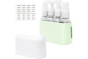 Skycase Travel Bottles, Travel Size Toiletries - Leak Proof Refillable Tsa Approved Travel Bottles, 4 in 1 Travel Containers with Labels Airplane Accessories Kits for Lotion Liquid (Green)