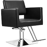 OUTMASTER Black Barber Salon Hairdresser Chair - Capacity 330 Lbs | Heavy Duty Hydraulic Pump, 360&deg; Swivel Adjustable, 5 In Thick Sponge with PU leather, Hair Stylist for Barbershop,Home(Black)