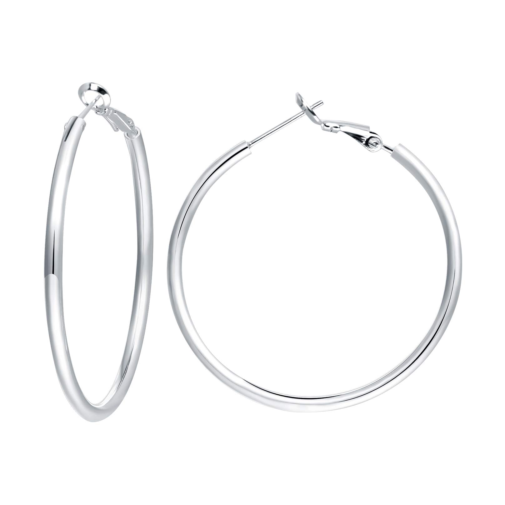Silver Hoop Earrings Hypoallergenic Endless 925 Sterling Silver Hoops Earrings for Women Girls Large Hoop Earrings Gifts Valentine's Day Gifts(60mm)