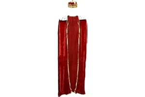 NICKY BIGS NOVELTIES Unisex Adult Royal King Queen Velveteen Robe and Jeweled Crown Costume Accessory Set